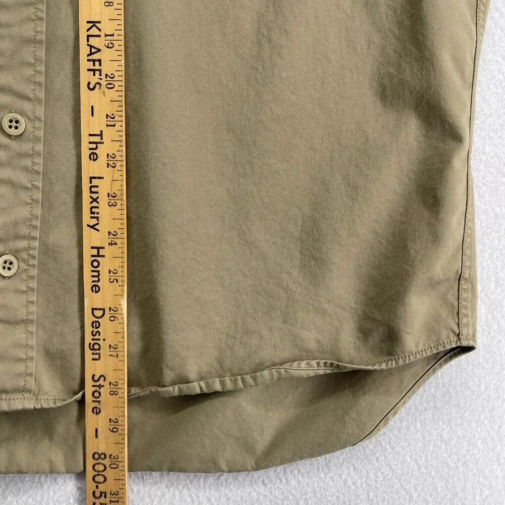 J.CREW Shirt Mens M 90s Oarsman OAR Twill Utility Button Up Cotton Beige Y2K Vtg